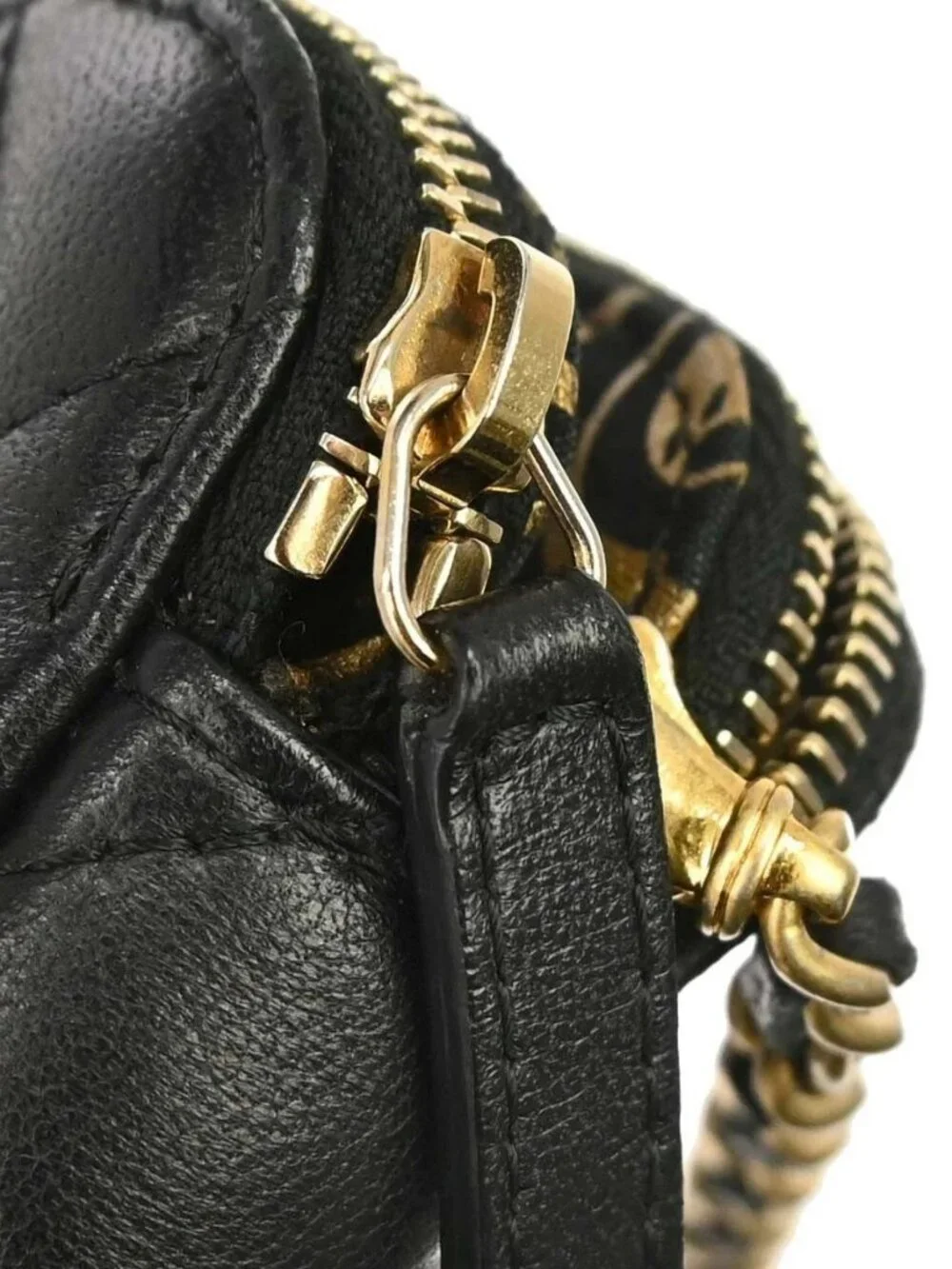 Chanel Black Lambskin Double Zip Chain WOC Shoulder Bag 179424